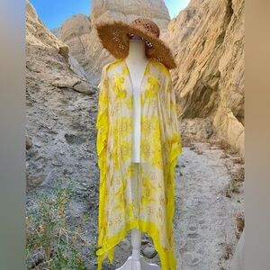 Pool/beach/festival kimono in yellow floral.